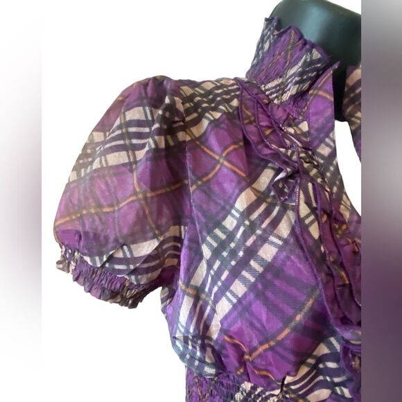 Lucy & Company purple plaid sheer top size M NWT / juniors / business casual - Picture 4 of 8